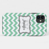 Mint Green & White Trendy chevron patroon iPhone 5 Case-Mate iPhone Case (Achterkant (horizontaal))