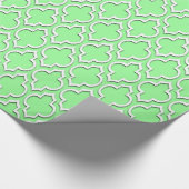 Mint Green White XL Moroccan Quatrefoil #7DS Cadeaupapier (Hoek)