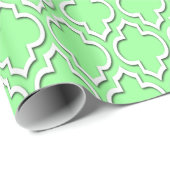 Mint Green White XL Moroccan Quatrefoil #7DS Cadeaupapier (Rol Hoek)