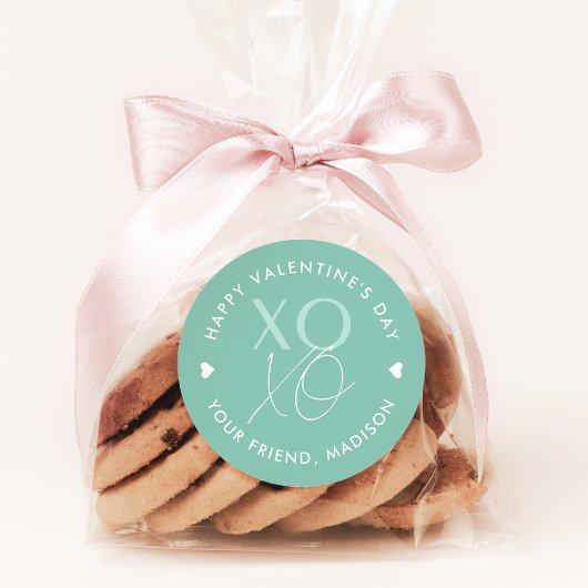 Mint Green XOXO Persoonlijke Valentijnsdag Ronde Sticker