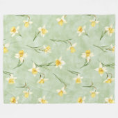 Mint Green Yellow Daffodil Flowers Fleece Deken (Voorkant (Horizontaal))