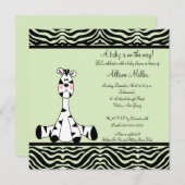 Mint Green Zebra Neutraal Baby shower Uitnodiging (Voorkant / Achterkant)