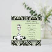 Mint Green Zebra Neutraal Baby shower Uitnodiging (Staand voorkant)