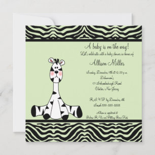 Mint Green Zebra Neutraal Baby shower Uitnodiging