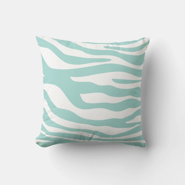 Mint Green Zebra Print Patroon Kussen (Voorkant)
