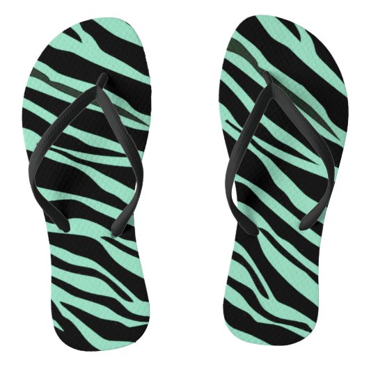 Mint Green Zebra Striped Teenslippers (Voetbed)