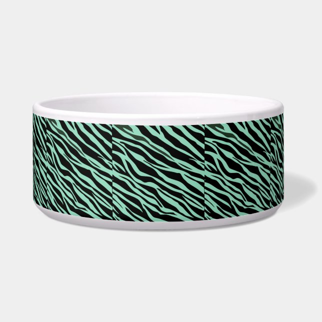 Mint Green Zebra Striped Voerbakje (Voorkant)
