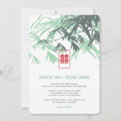 Mint Green Zen Bamboo laat Chinees Chinees bruilof Kaart (Voorkant)