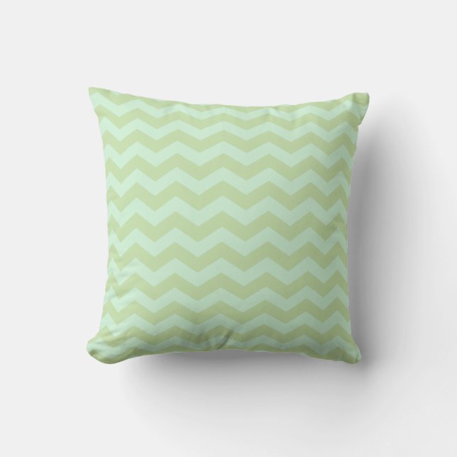 Mint Green Zig Zag Pattern Kussen (Voorkant)