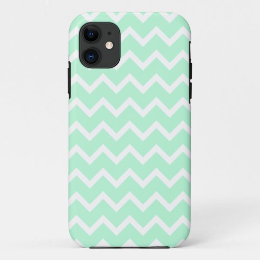 Mint Green Zigzag Chevron Stripes. Case-Mate iPhone Case (Achterkant)