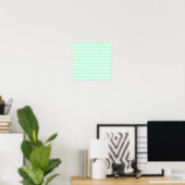 Mint Green Zigzag Chevron Stripes. Poster (Thuiskantoor)