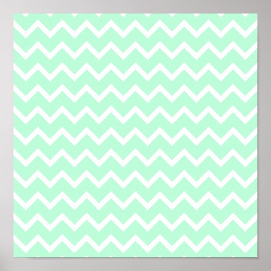 Mint Green Zigzag Chevron Stripes. Poster (Voorkant)