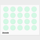 Mint Green Zigzag Chevron Stripes. Ronde Sticker (Vel)