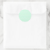 Mint Green Zigzag Chevron Stripes. Ronde Sticker (Tas)