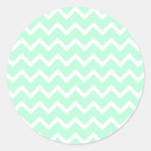 Mint Green Zigzag Chevron Stripes. Ronde Sticker (Voorkant)