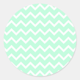 Mint Green Zigzag Chevron Stripes. Ronde Sticker