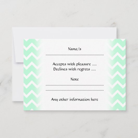 Mint Green Zigzag Chevron Stripes. RSVP Kaartje (Voorkant)