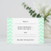 Mint Green Zigzag Chevron Stripes. RSVP Kaartje (Staand voorkant)