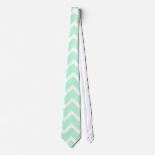 Mint Green Zigzag Chevron Stripes. Stropdas (Voorkant)