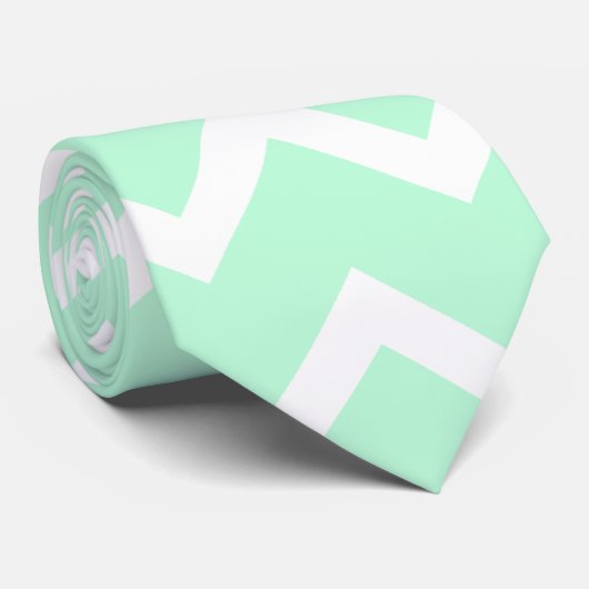 Mint Green Zigzag Chevron Stripes. Stropdas (Opgerold)