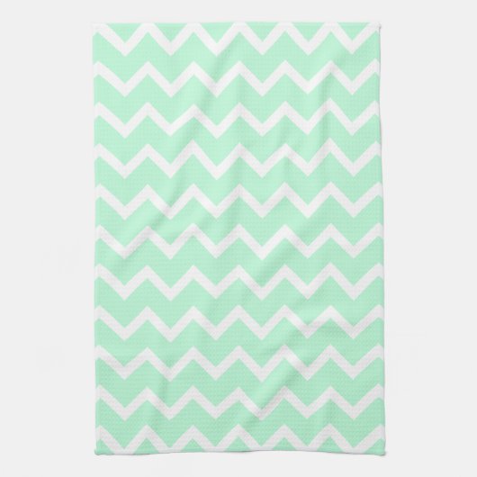 Mint Green Zigzag Chevron Stripes. Theedoek (Verticaal)