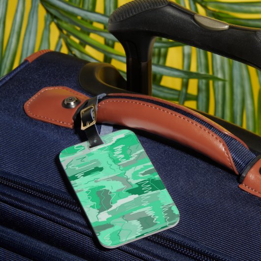 Mint Greenery Abstract Bagagelabel (Voorkant Insitu 1)