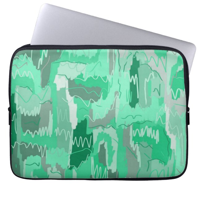 Mint Greenery Abstract Laptop Sleeve (Voorkant)