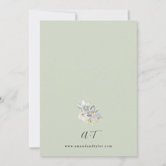 Mint Greenery & White Floral - Mint Wedding Kaart (Achterkant)