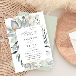 Mint Greenery & White Floral - Mint Wedding Kaart