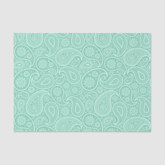 Mint-gren tones paisley-patroon tissuepapier (Voorkant)