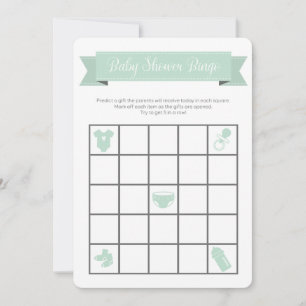 Mint Grey Baby shower Bingo Game Double Sided