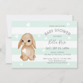 Mint Grey Bunny Baby Shower-uitnodigingen Kaart (Voorkant)