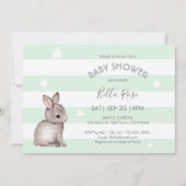 Mint Grey Bunny Baby Shower-uitnodigingen Kaart (Voorkant)