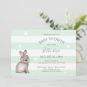 Mint Grey Bunny Baby Shower-uitnodigingen Kaart (Staand voorkant)