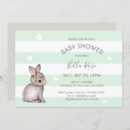 Mint Grey Bunny Baby Shower-uitnodigingen Kaart
