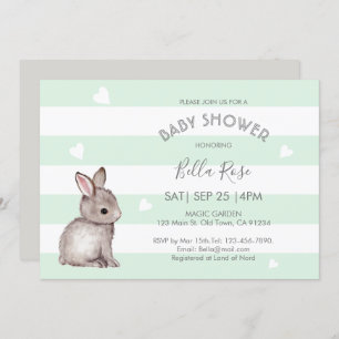 Mint Grey Bunny Baby Shower-uitnodigingen Kaart