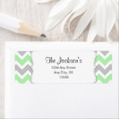 Mint Grey Chevron baby shower retouradres Etiket (Insitu)