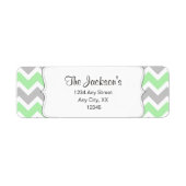 Mint Grey Chevron baby shower retouradres Etiket (Voorkant)