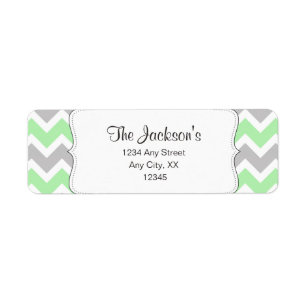 Mint Grey Chevron baby shower retouradres Etiket