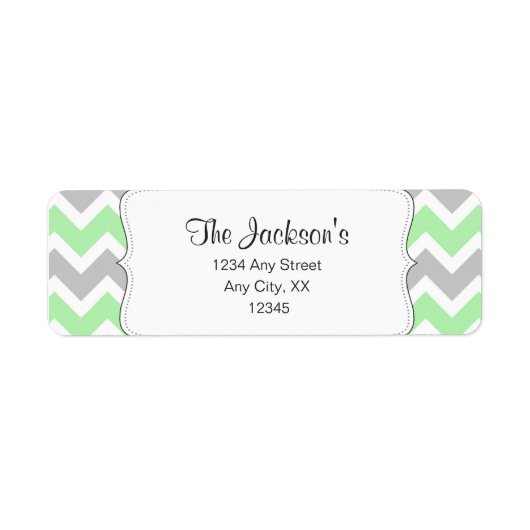 Mint Grey Chevron baby shower retouradres Etiket (Voorkant)