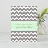 Mint Grey Chevron Custom Baby Shower-uitnodigingen Kaart (Staand voorkant)