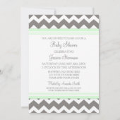 Mint Grey Chevron Custom Baby Shower-uitnodigingen Kaart (Achterkant)