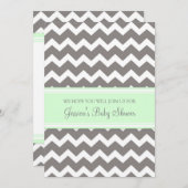 Mint Grey Chevron Custom Baby Shower-uitnodigingen Kaart (Voorkant / Achterkant)
