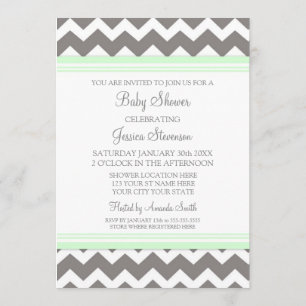 Mint Grey Chevron Custom Baby Shower-uitnodigingen Kaart