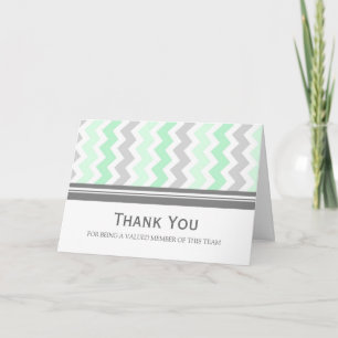 Mint Grey Chevron Employee Appreaison Card Bedankkaart