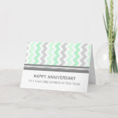 Mint Grey Chevron Medewerker Jubileum Kaart (Voorkant)