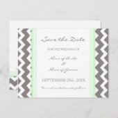 Mint Grey Chevron Save the Date Wedding Briefkaart (Voorkant / Achterkant)