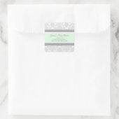 Mint Grey Damask Baby shower Favor Stickers (Tas)
