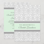 Mint Grey Damask Bridal Lunch Invitation Cards Kaart (Voorkant / Achterkant)