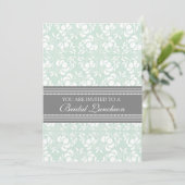 Mint Grey Damask Bridal Lunch Invitation Cards Kaart (Staand voorkant)